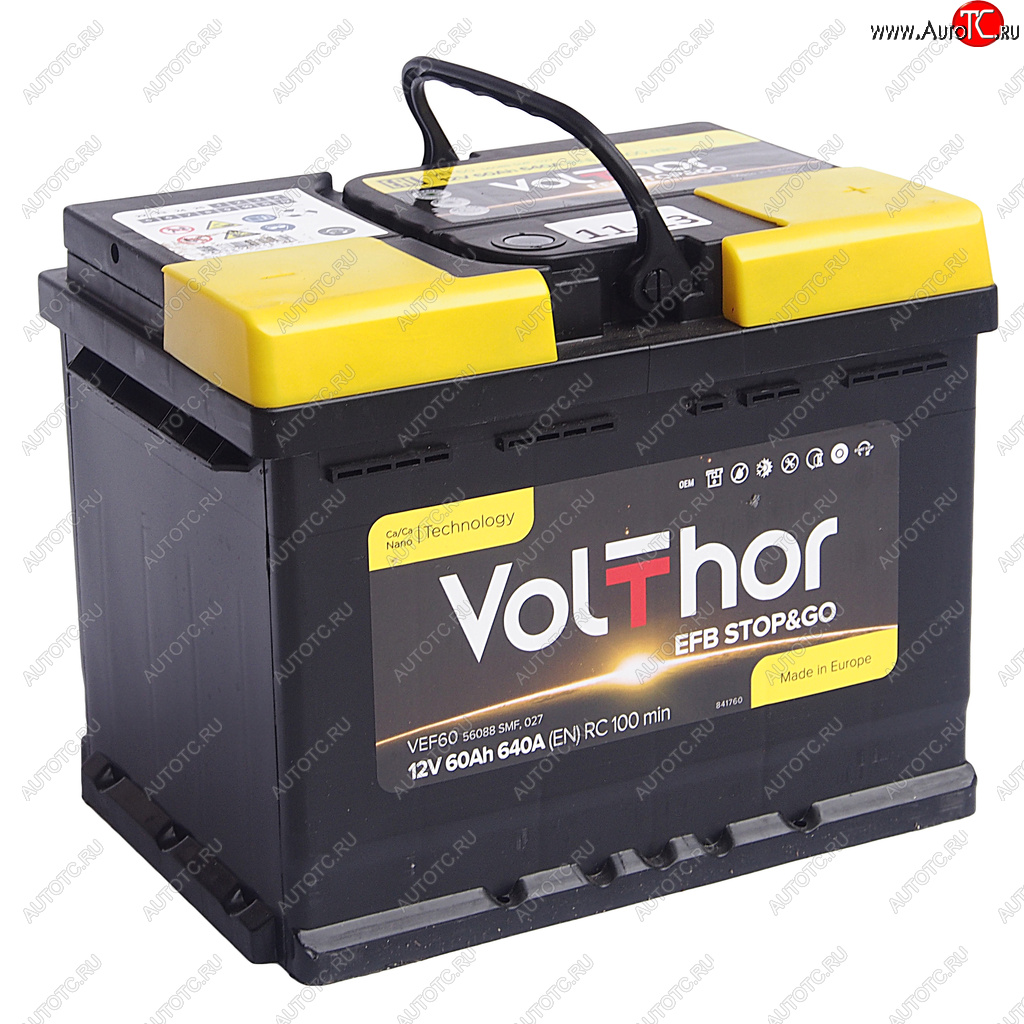 12 349 р. Аккумулятор VOLTHOR EFB 60Ач обратная полярность VOLTHOR 6ст60(0) 56088  с доставкой в г. Кемерово