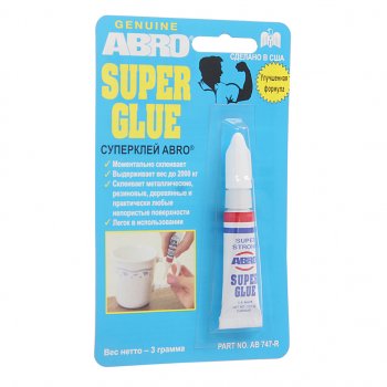 87 р. Клей-супер универсальный 3г Super Glue ABRO ABRO sg-747-r  с доставкой в г. Кемерово. Увеличить фотографию 1