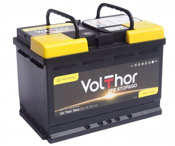 14 349 р. Аккумулятор VOLTHOR EFB 70Ач обратная полярность VOLTHOR 6ст70(0) 57088  с доставкой в г. Кемерово. Увеличить фотографию 1