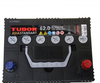 9 599 р. Аккумулятор TUBOR Asia Standart 62Ач обратная полярность TUBOR 6ст62(0) d23l  с доставкой в г. Кемерово. Увеличить фотографию 2