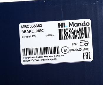 2 599 р. Диск тормозной BMW 5 (E39) (96-) задний (1шт.) MANDO MANDO mbc035363 MANDO mbc035363  с доставкой в г. Кемерово. Увеличить фотографию 4