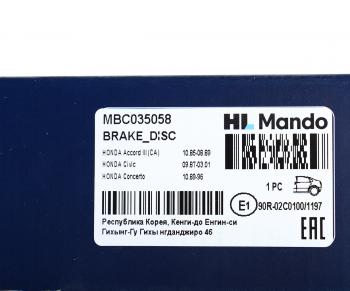 2 399 р. Диск тормозной HONDA Jazz задний (1шт.) MANDO MANDO mbc035058 MANDO mbc035058  с доставкой в г. Кемерово. Увеличить фотографию 4