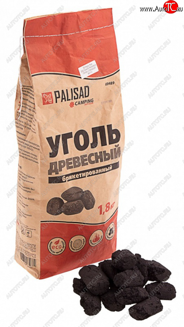 165 р. Уголь древесный брикетированный 1.8кг PALISAD PALISAD 69489 PALISAD 69489  с доставкой в г. Кемерово