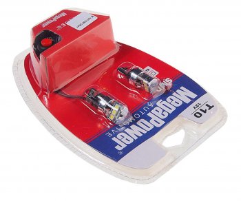 290 р. Лампа светодиодная 12V W5W T10 W2.1x9.5d 6000K 3 LED с тестером блистер (2шт.) MEGAPOWER MEGAPOWER-AUTOMOTIVE 10112w-2блт  с доставкой в г. Кемерово. Увеличить фотографию 2