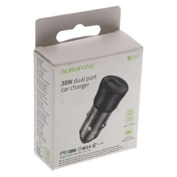 261 р. Устройство зарядное в прикуриватель 1USB + 1 Type C 12V BOROFONE BOROFONE bz25 transparent black  с доставкой в г. Кемерово. Увеличить фотографию 4