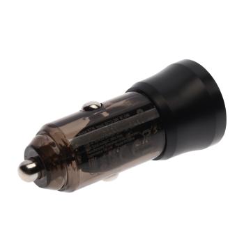 261 р. Устройство зарядное в прикуриватель 1USB + 1 Type C 12V BOROFONE BOROFONE bz25 transparent black  с доставкой в г. Кемерово. Увеличить фотографию 3