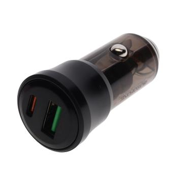 261 р. Устройство зарядное в прикуриватель 1USB + 1 Type C 12V BOROFONE BOROFONE bz25 transparent black  с доставкой в г. Кемерово. Увеличить фотографию 1