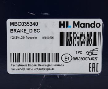 3 499 р. Диск тормозной VW T4 передний (280х24) (1шт.) MANDO MANDO mbc035340 MANDO mbc035340  с доставкой в г. Кемерово. Увеличить фотографию 7