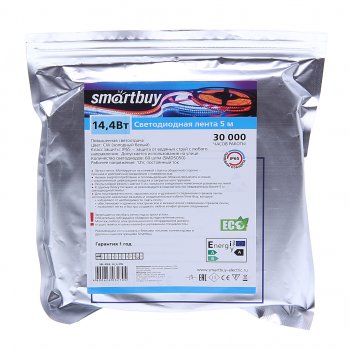 769 р. Лента светодиодная гибкая 14.4W 5м IP65 12V холодный белый (блистер) SMART BUY SMART BUY sbl-ip65-14_4-cw  с доставкой в г. Кемерово. Увеличить фотографию 3