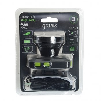 1 029 р. Фонарь налобный аккумуляторный GAUSS GAUSS gf401 GAUSS gf401  с доставкой в г. Кемерово. Увеличить фотографию 1