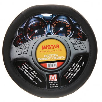 559 р. Оплетка руля (M) 37-39см черная со скошенным низом MISTAR MISTAR mis-flat-17stw20 bk (m)  с доставкой в г. Кемерово. Увеличить фотографию 1