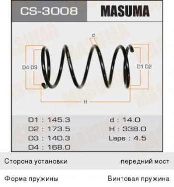 2 169 р. Пружина передней подвески MASUMA CITROEN C3 FC/FN хэтчбэк (2002-2009)  с доставкой в г. Кемерово. Увеличить фотографию 1