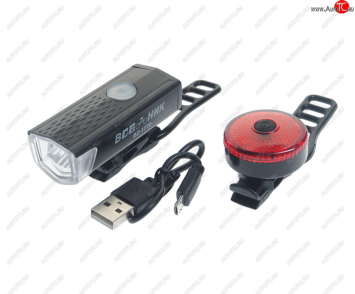629 р. Фонарь велосипедный набор USB кабель с аккумулятором NO NAME bz-1770  с доставкой в г. Кемерово