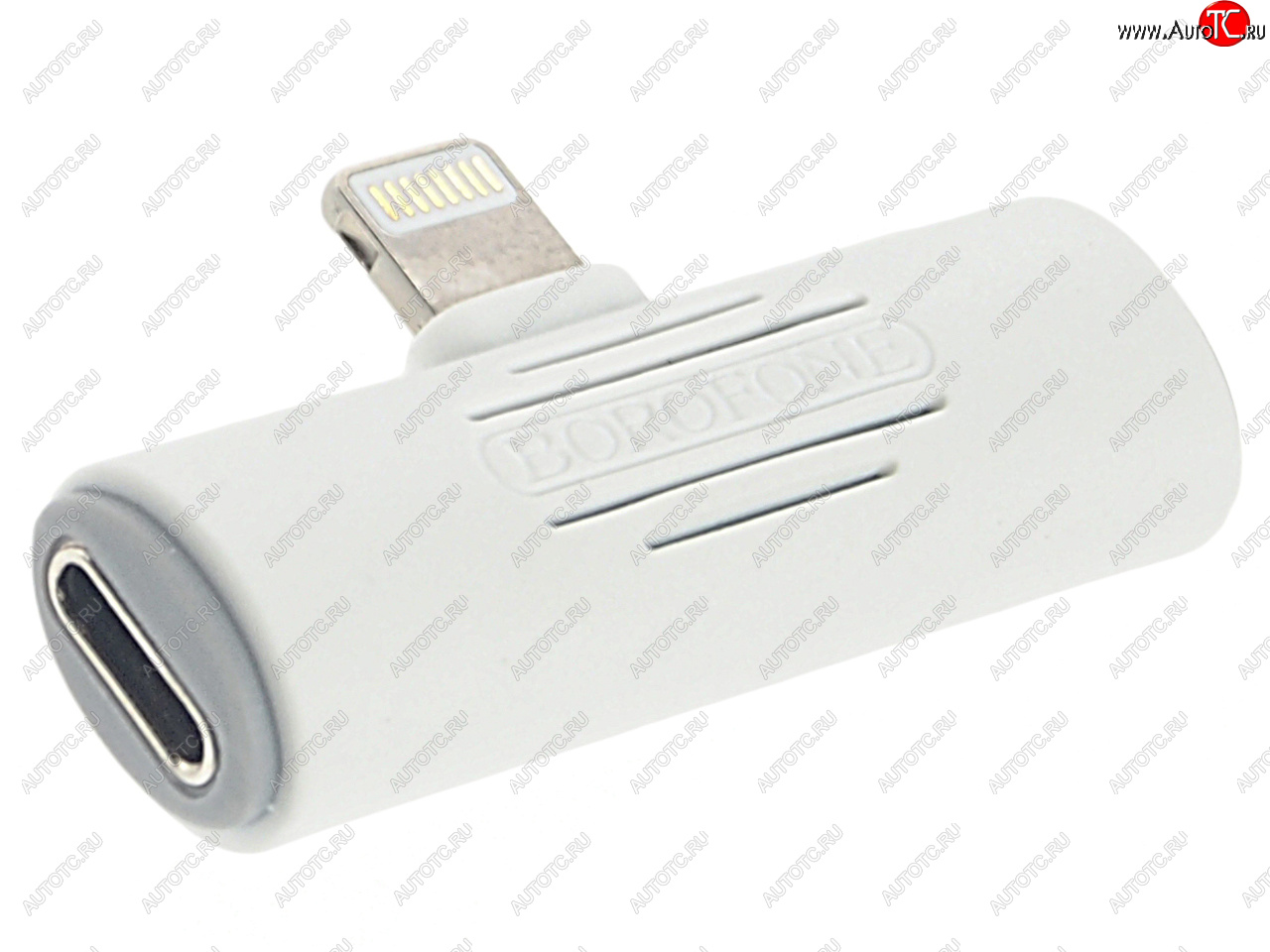 599 р. Переходник iPhone (5-) на jack 3.5 + зарядка белый BOROFONE BOROFONE bv7 white BOROFONE bv7 white  с доставкой в г. Кемерово
