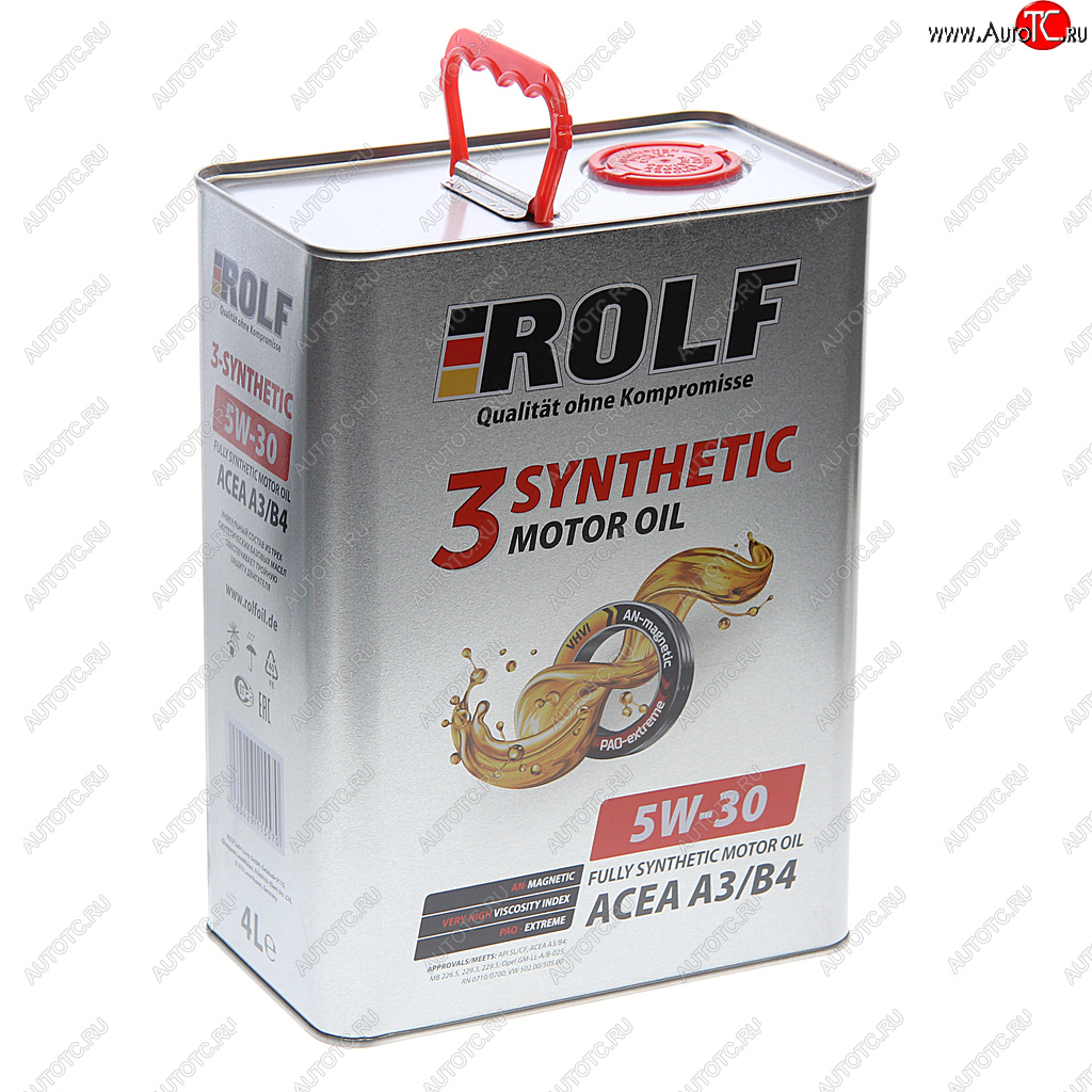 3 389 р. Масло моторное 3-SYNTHETIC A3/B4 5W30 синт.4л ROLF ROLF 322549 ROLF 322549  с доставкой в г. Кемерово