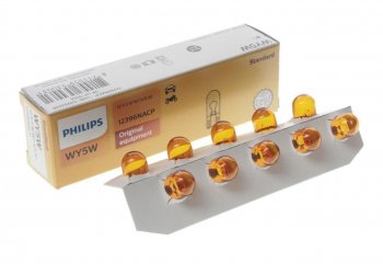 107 р. Лампа 12V WY5W T10W W2.1x9.5d PHILIPS PHILIPS 12396nacp  с доставкой в г. Кемерово. Увеличить фотографию 1