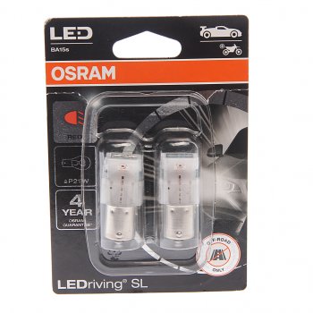 2 099 р. Лампа светодиодная 12V P21W BA15s блистер (2шт.) LEDriving SL Red OSRAM OSRAM 7506drp02b  с доставкой в г. Кемерово. Увеличить фотографию 1
