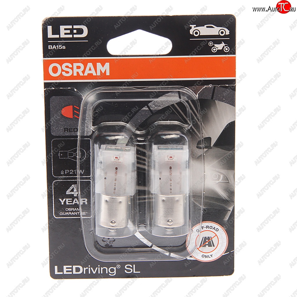 2 099 р. Лампа светодиодная 12V P21W BA15s блистер (2шт.) LEDriving SL Red OSRAM OSRAM 7506drp02b  с доставкой в г. Кемерово