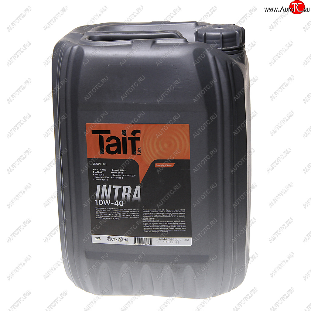 7 249 р. Масло дизельное INTRA 10W40 E7CI-4SL псинт.20л TAIF TAIF 212029  с доставкой в г. Кемерово