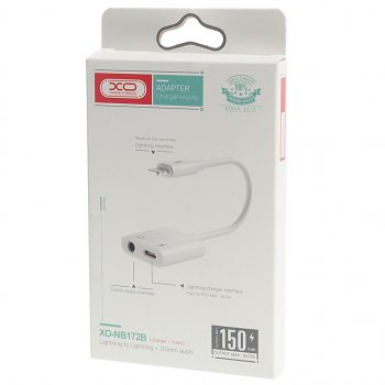 469 р. Переходник iPhone (5-) на jack 3.5 + зарядка белый XO XO nb-r172b white  с доставкой в г. Кемерово. Увеличить фотографию 2