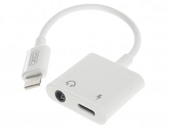469 р. Переходник iPhone (5-) на jack 3.5 + зарядка белый XO XO nb-r172b white  с доставкой в г. Кемерово. Увеличить фотографию 1