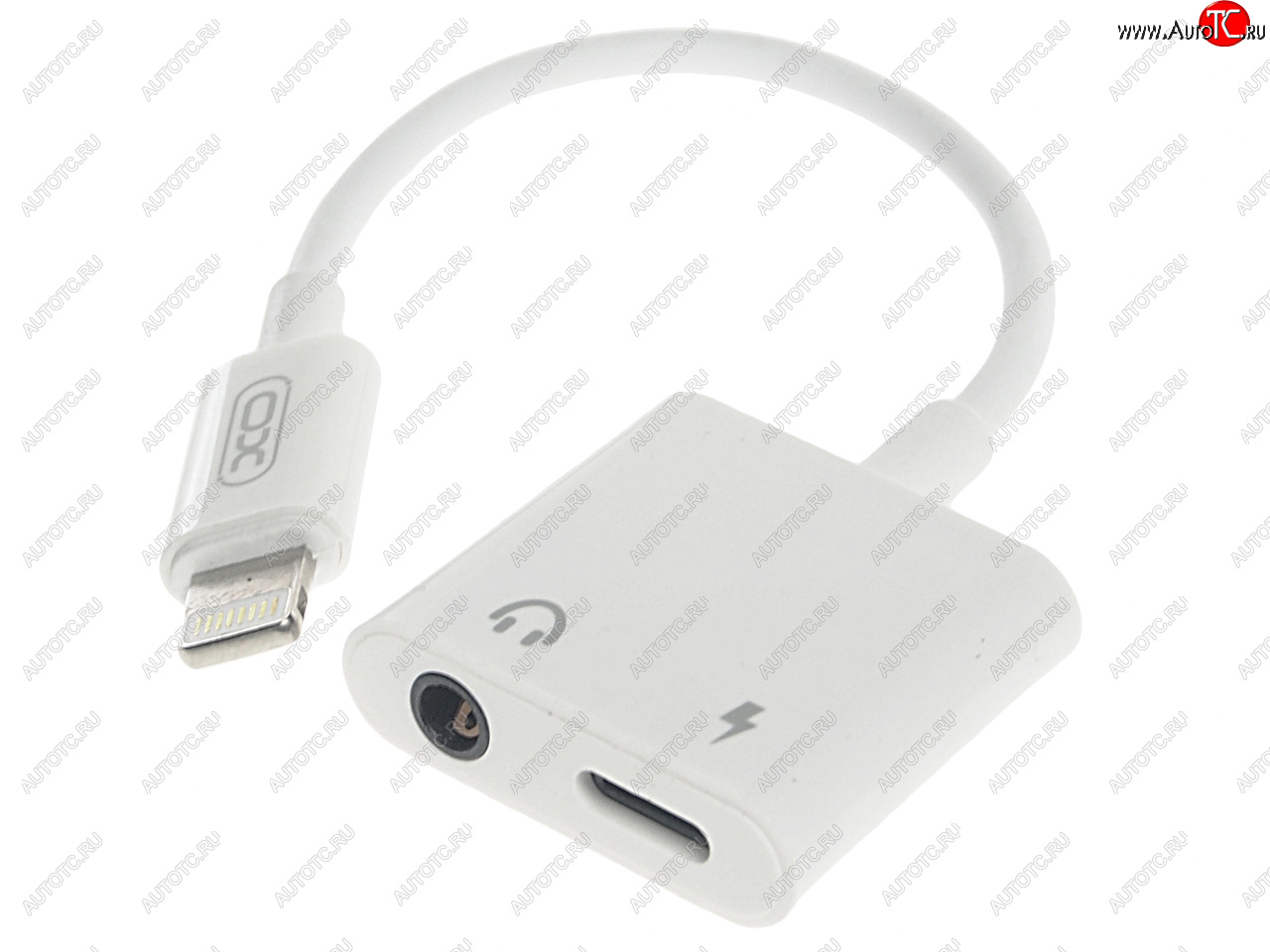 469 р. Переходник iPhone (5-) на jack 3.5 + зарядка белый XO XO nb-r172b white  с доставкой в г. Кемерово