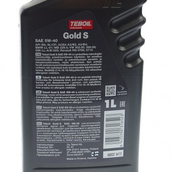 1 129 р. Масло моторное GOLD 5W40 синт.1л TEBOIL TEBOIL 55192  с доставкой в г. Кемерово. Увеличить фотографию 2