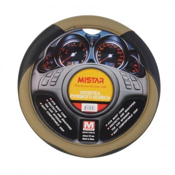 429 р. Оплетка руля (M) 37-39см черно-бежевая кожа MISTAR MISTAR mis-lt15a bkbe (m)  с доставкой в г. Кемерово. Увеличить фотографию 1