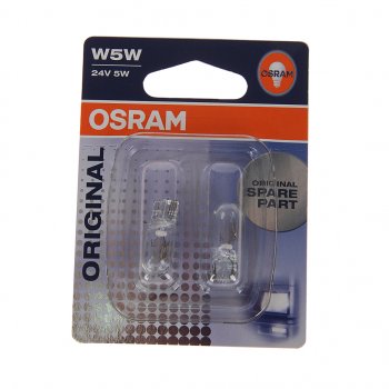160 р. Лампа 24V W5W T10W W2.1x9.5d блистер (2шт.) OSRAM OSRAM 2845-02b  с доставкой в г. Кемерово. Увеличить фотографию 1