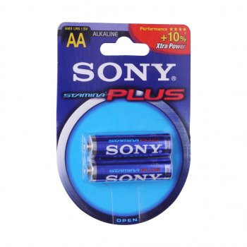 90 р. Батарейка AA LR6 1.5V блистер (2шт.) Alkaline Plus SONY  s-lr6p(2)бл  с доставкой в г. Кемерово. Увеличить фотографию 1