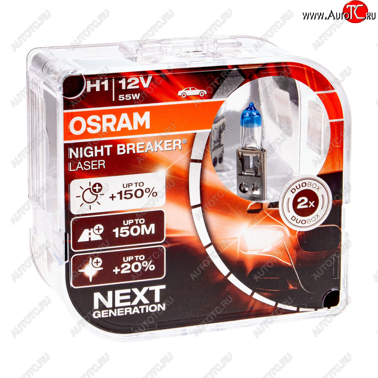 2 399 р. Лампа 12V H1 55W P14.5s +150% 3500K бокс (2шт.) Night Breaker Laser OSRAM OSRAM 64150nl2(euro)  с доставкой в г. Кемерово