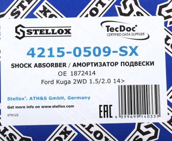 4 099 р. Амортизатор FORD Kuga (08-) передний правый STELLOX STELLOX 42150509sx  с доставкой в г. Кемерово. Увеличить фотографию 4