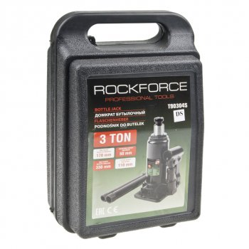 1 859 р. Домкрат бутылочный 3т 170-330мм с клапаном в кейсе ROCKFORCE ROCKFORCE rf-t90304s(ds)  с доставкой в г. Кемерово. Увеличить фотографию 3