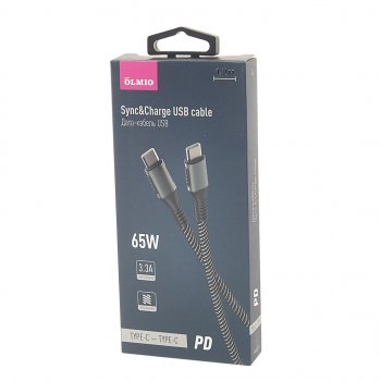 489 р. Кабель USB Type C-USB Type C 1.2м черный OLMIO OLMIO olm-040275  с доставкой в г. Кемерово. Увеличить фотографию 2