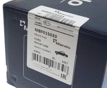 2 499 р. Колодки тормозные передние (4шт.) MANDO Ford Transit цельнометаллический фургон (2014-2022)  с доставкой в г. Кемерово. Увеличить фотографию 3