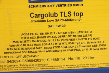 24 999 р. Масло дизельное CARGOLUB TLS Top 5W30 синт.20л SRS SRS 36505  с доставкой в г. Кемерово. Увеличить фотографию 2