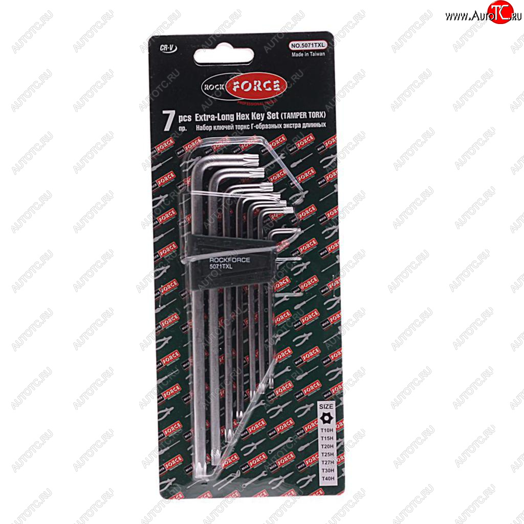 519 р. Набор ключей TORX T10Н-Т40H Г-образных экстрадлинных 7 предметов с держателем ROCKFORCE ROCKFORCE rf-5071txl  с доставкой в г. Кемерово