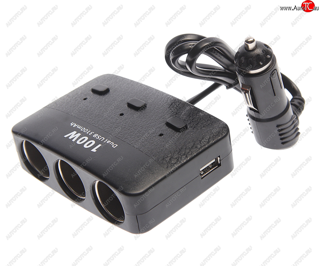 399 р. Разветвитель прикуривателя 3-х гнездовой 12-24V 2USB OLESSON OLESSON no.1636  с доставкой в г. Кемерово