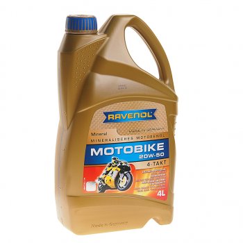5 199 р. Масло моторное для 4-х тактных двигателей Motobike 4T 20W50 мин.4л RAVENOL RAVENOL 1173122-004  с доставкой в г. Кемерово. Увеличить фотографию 1