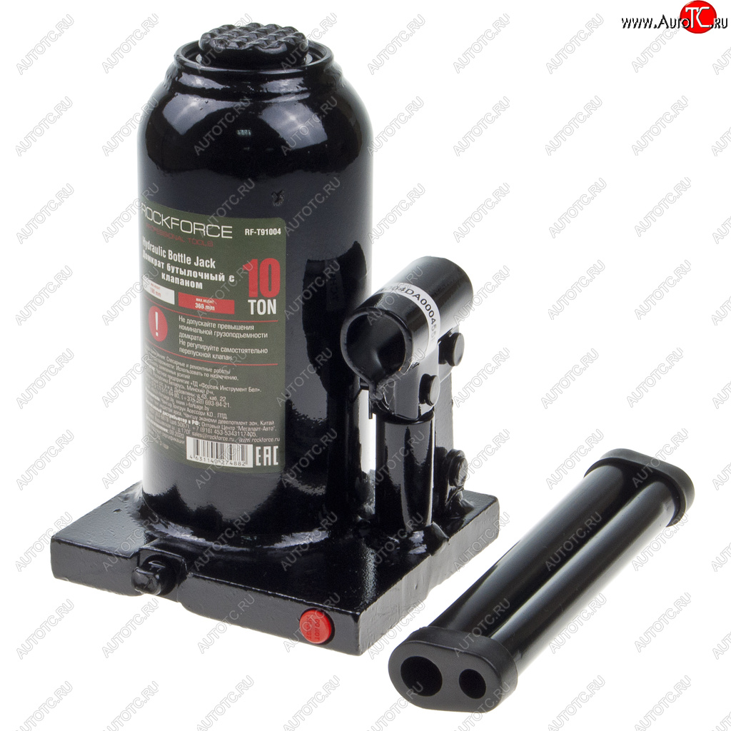 2 799 р. Домкрат бутылочный 10т 190-360мм с клапаном ROCKFORCE ROCKFORCE rf-t91004 ROCKFORCE rf-t91004  с доставкой в г. Кемерово