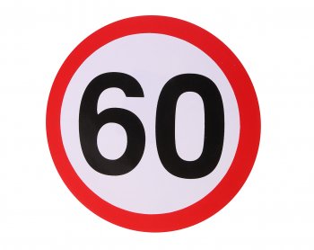 56 р. Наклейка-знак виниловая Ограничение скорости 60км/ч круг, малая  в06102  в06102  с доставкой в г. Кемерово. Увеличить фотографию 1