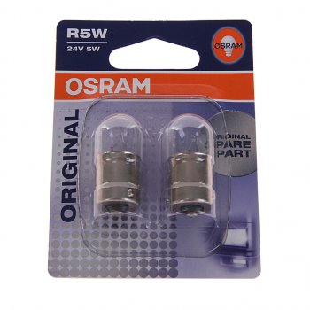 174 р. Лампа 24V R5W BA15s блистер (2шт.) OSRAM OSRAM 5627-02b  с доставкой в г. Кемерово. Увеличить фотографию 1
