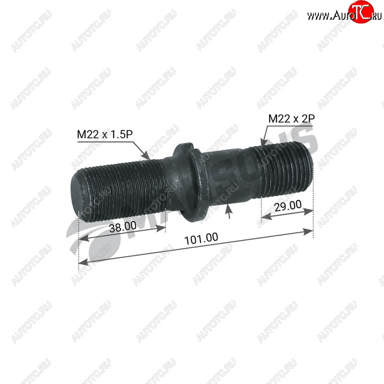 236 р. Шпилька колеса BPW (M22х1.5х45, M22х2.0х48 L=100мм) MANSONS MANSONS 300.210  с доставкой в г. Кемерово