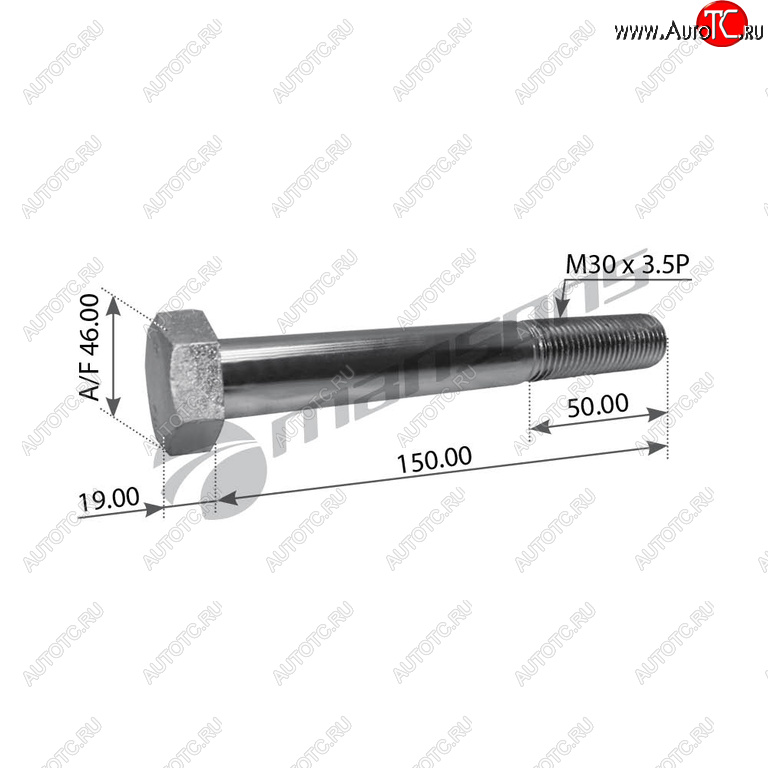 529 р. Болт BPW рессоры (М30х3.5х150) MANSONS MANSONS m30150  с доставкой в г. Кемерово