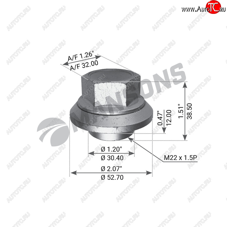 257 р. Гайка колеса MAN MERCEDES (M22x1.5) (юбка подвижная) MANSONS MANSONS 700.512  с доставкой в г. Кемерово