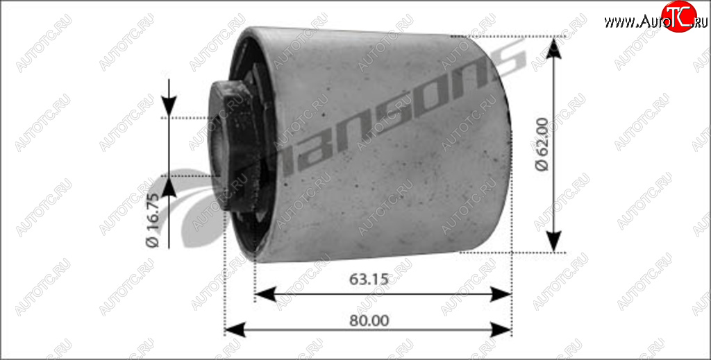729 р. Сайлентблок MAN TGA,TGS,TGX стабилизатора кабины (16х6480х60) MANSONS MANSONS 400.554  с доставкой в г. Кемерово
