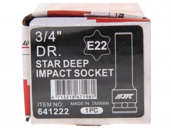 2 339 р. Головка торцевая 34 TORX E22 глубокая L=110мм JTC JTC TOOLS CO., LTD jtc-641222  с доставкой в г. Кемерово. Увеличить фотографию 5