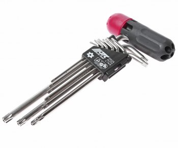 2 599 р. Набор ключей TORX T10Н-Т50H Г-образных с отверстием 9 предметов JTC JTC TOOLS CO., LTD jtc-3924  с доставкой в г. Кемерово. Увеличить фотографию 1