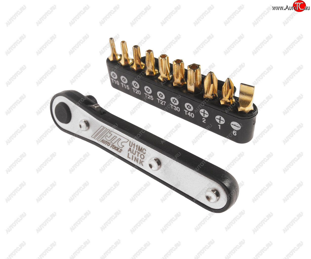 1 299 р. Набор бит 14 SL6, PH1-2, TORX, Т10Н-Т40Н с ключом трещоткой 11 предметов JTC JTC TOOLS CO., LTD jtc-u11mc  с доставкой в г. Кемерово