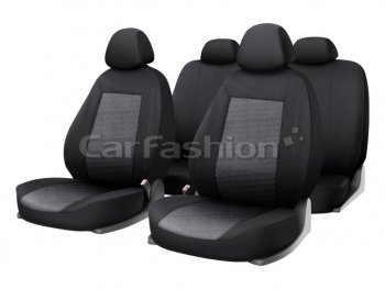 Универсальные чехлы сидений (майка, 11 предм., полиэстер) Jacquard CARFASHION Mazda 3/Axela BM рестайлинг седан (2016-2019) (черно-серые )